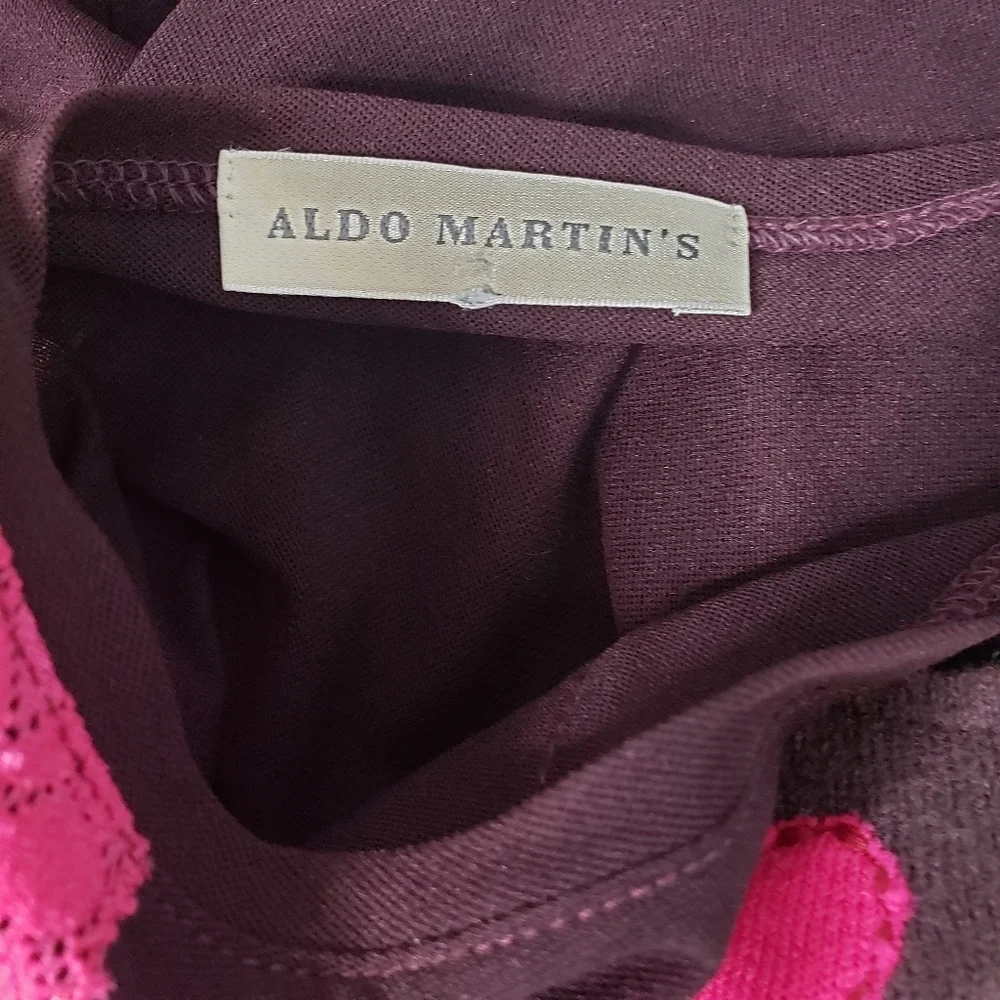 Aldo Martins mixed media patchwork WOW sheer mesh top size 12 - Picture 7 of 8